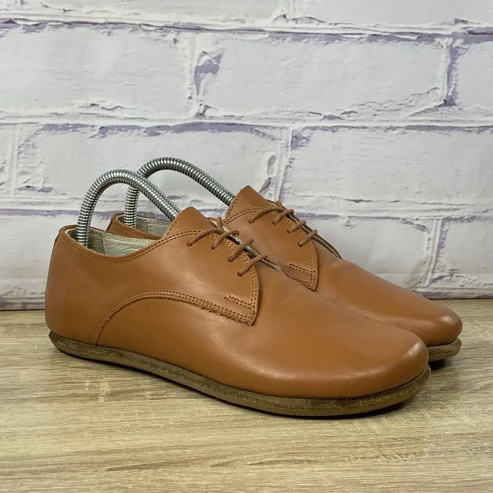 Aintap Brown Leather Dress Oxford Handmade In Turkey Women's 40 US 8.5 Barefoot